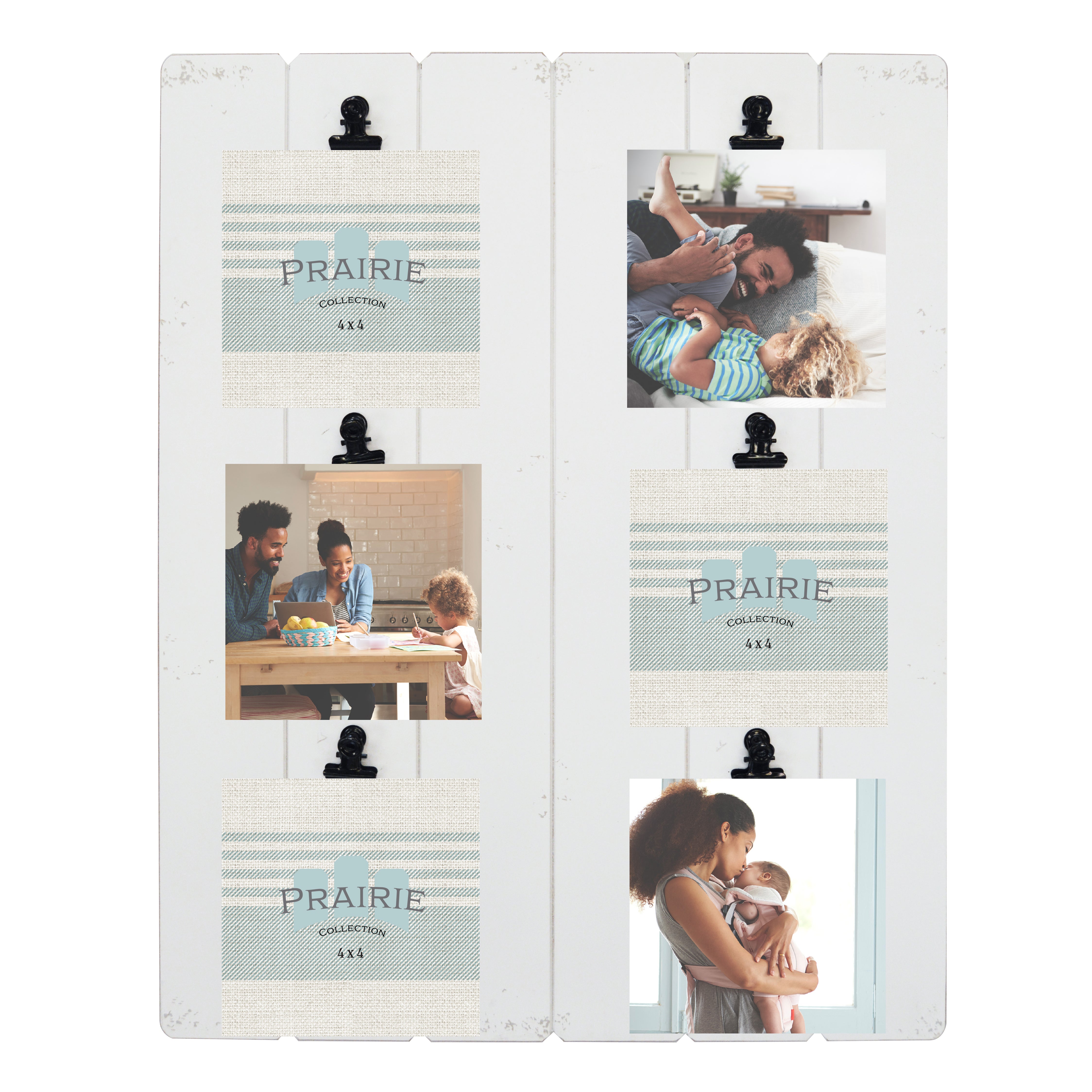 Prinz Prairie Clip Collage Picture Frame for Six 4-Inch by 6-Inch Photos, White
